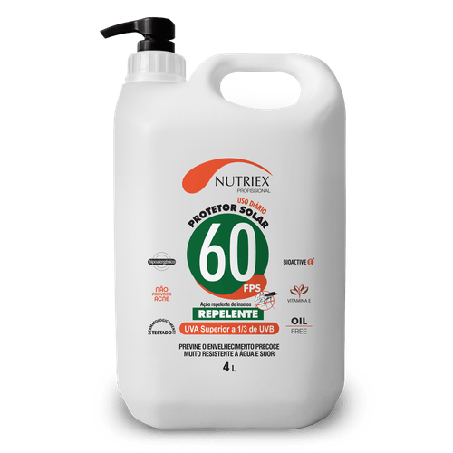 Protetor Solar Repelente FPS 60 Nutriex Dosador 4L