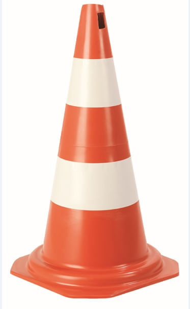 Cone 50cm Rigido Plastcor Laranja e Branco