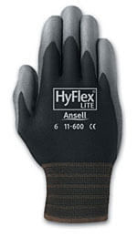 Luva Hyflex Nylon Preta e Cinza Ansell