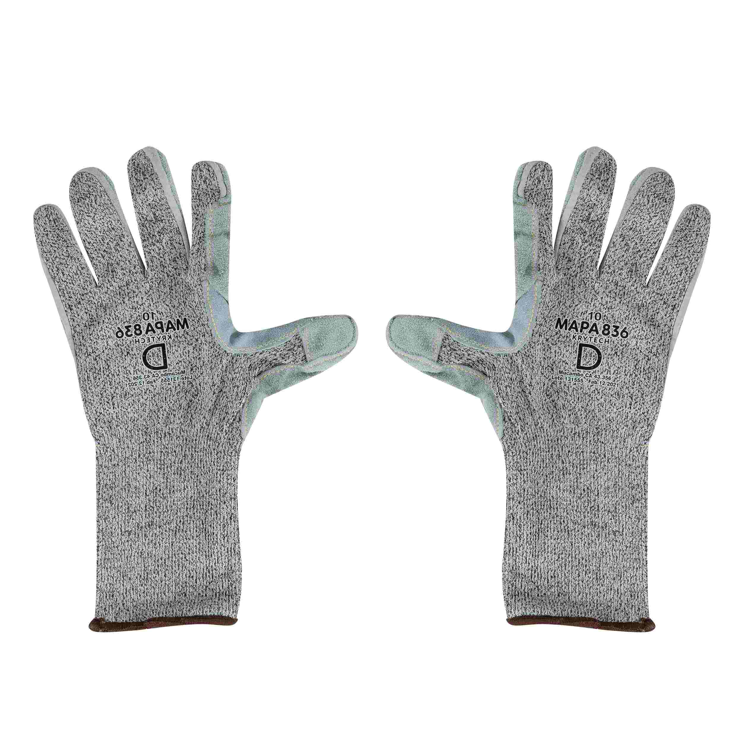 meru　グレー38 Luva Corte Ref Couro Pead En388 4x43d Mapa Krytech 836 Lc 9/cinza