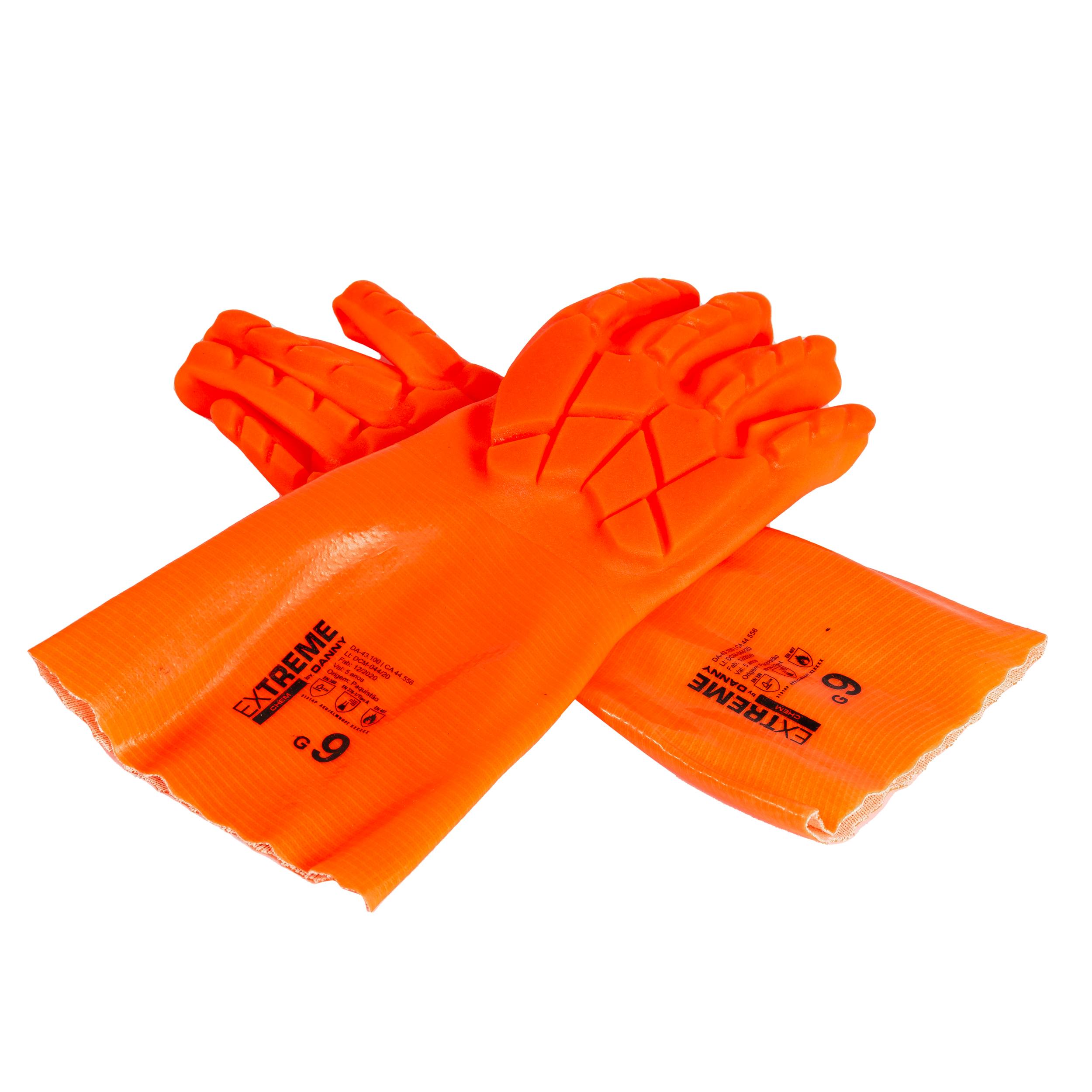 Luva Impacto Nylon Pvc Tpr Danny Extreme Chem Xg/laranja - Net