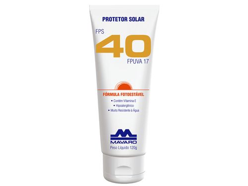 Protetor Solar Fps 40 Mavaro Bisnaga 120g