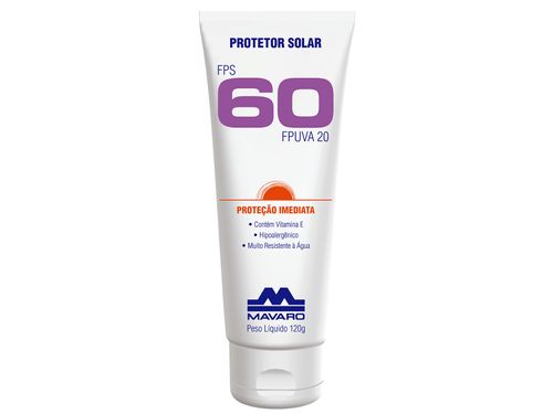 Protetor Solar FPS 60 Mavaro Bisnaga 120g