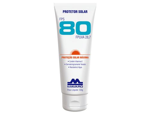 Protetor Solar FPS 80 Mavaro Bisnaga 120g