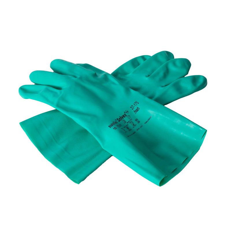 Luva-Nitrilica-Flocada-33cm-038mm-Solvex-Verde-Com-Forro-Ansell