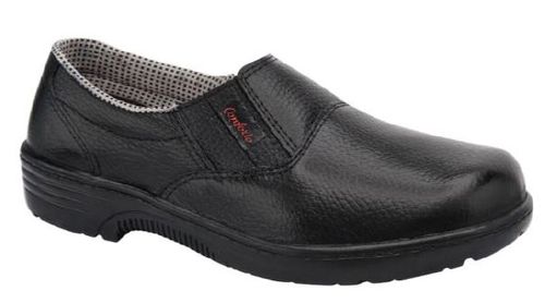 Sapato Feminino Elástico Sem Bico Pu Couro Vaqueta Conforto Preto
