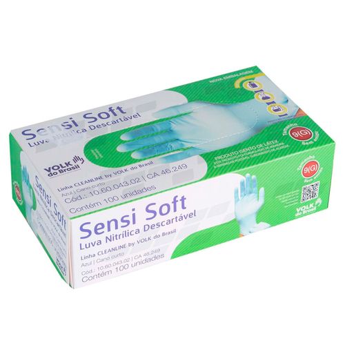 Luva Desc Nitrilica Sem Po 0,07mm Volk Sensisoft azul Royal
