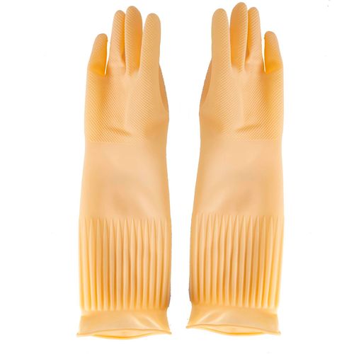 Luva Latex Clorinada 40cm 0,70mm Volk Ranhurada Natural
