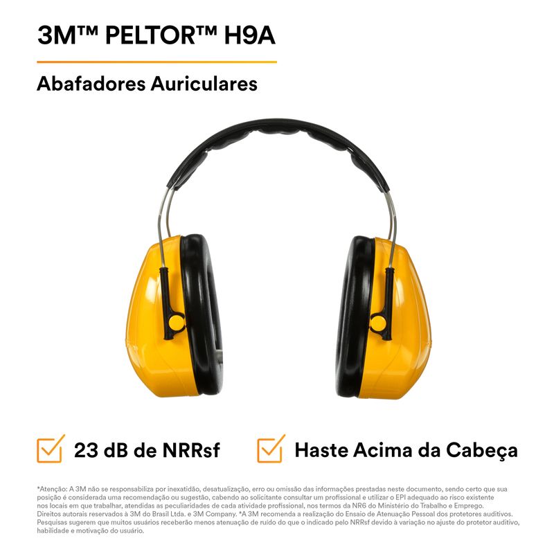 Abafador 23dB Arco Fixo Aço 3M Peltor H9A-1788883977958