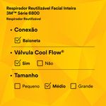 Respirador Facial Inteira Série 6800 3m - Tamanho M-1788960653769