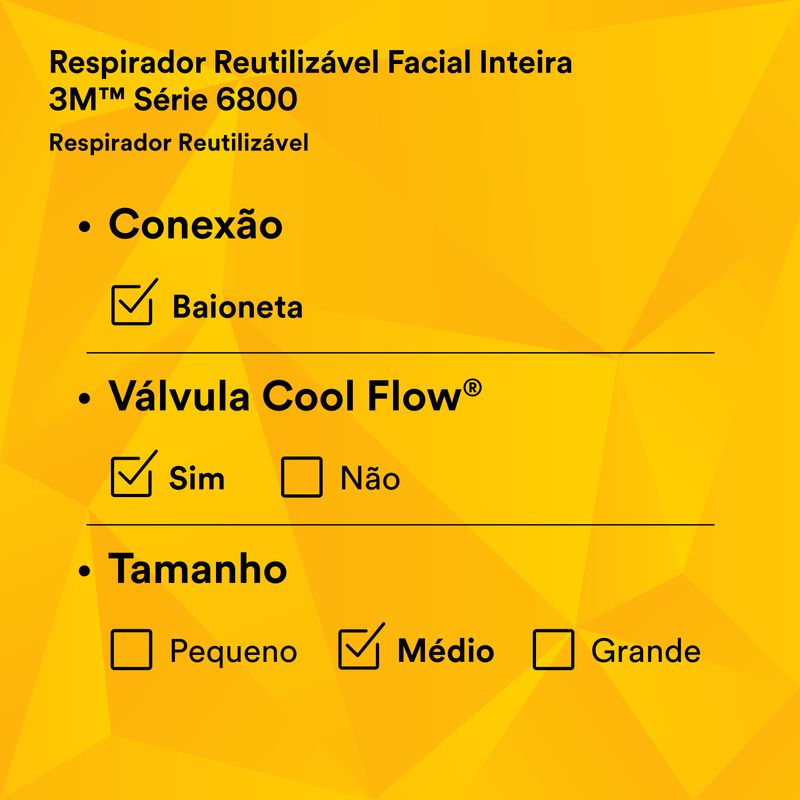 Respirador Facial Inteira Série 6800 3m - Tamanho M-1788960653769