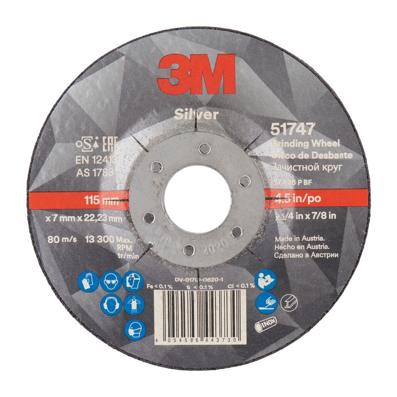 DISCO DESBASTE GR36+ T27 3 TELAS 115MM 4,5POL 6,4MM F22,2MM 7/8POL 3M SILVER                        -1788968365229